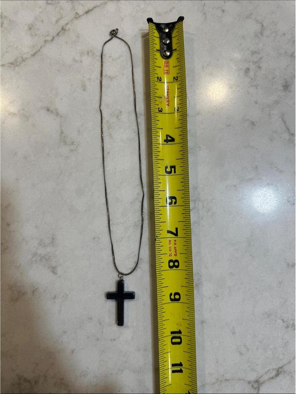 Black Cross Pendant Necklace - Simple Chain